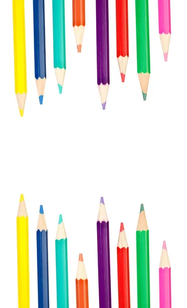 Crayons Couleur Rangée Isolée Sur Fond Blanc — Photo