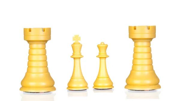 Wooden Chess Set Chess Figures Chess Pieces Isolated White Background — Stock Photo, Image