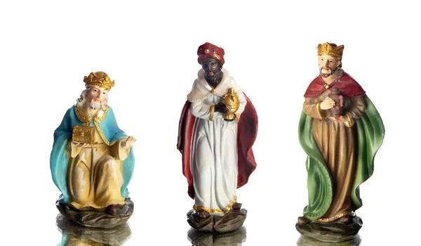 Los Tres Sabios Figuras Cerámicas Aisladas Sobre Fondo Blanco — Foto de Stock
