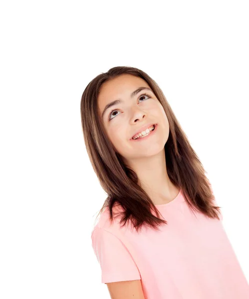 Cute Teenager Girl Looking Isolated White Background — Stock Photo, Image