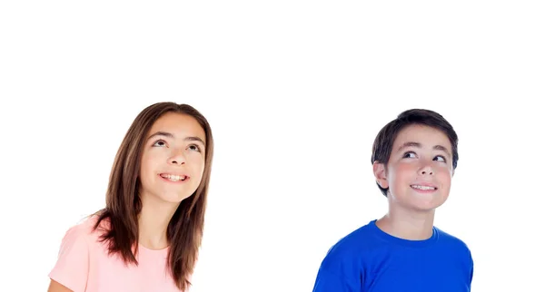 Kids Looking White Background — Stock Photo, Image