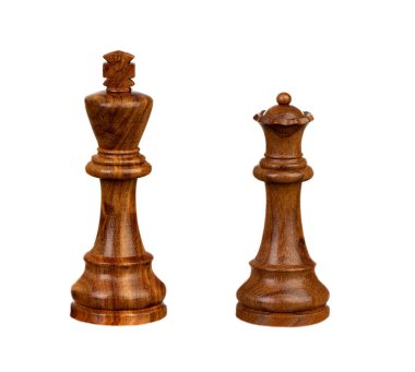 Beyaz arkaplanda izole edilmiş satranç taşları 