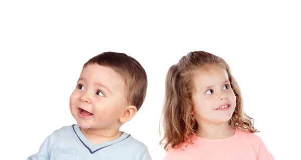 Portrait Enfants Isolés Sur Fond Blanc — Photo