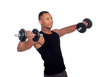 yakışıklı kaslı biri dumbbells ile eğitim