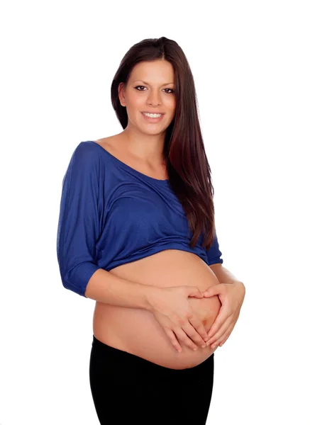 Brunett gravid kvinna — Stockfoto