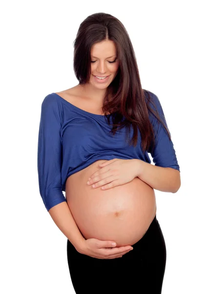 Brunett gravid kvinna — Stockfoto