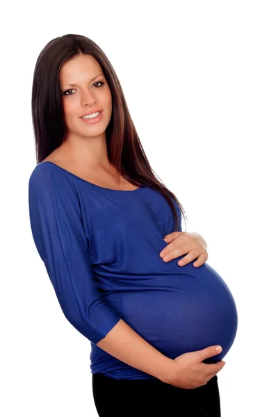 Bruneta těhotná žena — Stock fotografie