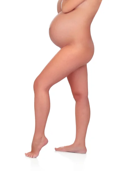 妊娠中の女性が裸の美しいボディ — ストック写真