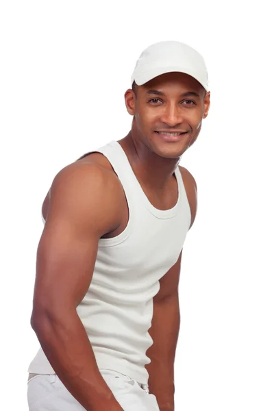 Handsome guy dressed in white — Stock Photo, Image