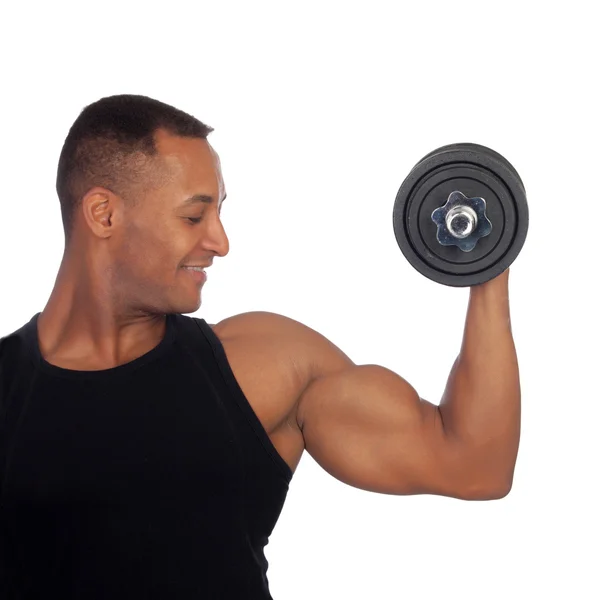 Hombre musculoso guapo entrenando con pesas —  Fotos de Stock