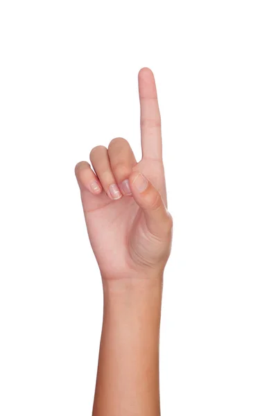 Hand zeigt mit Zeigefinger auf etwas — Stockfoto