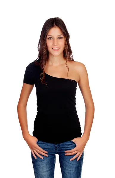 Attraente ragazza casual con jeans — Foto Stock