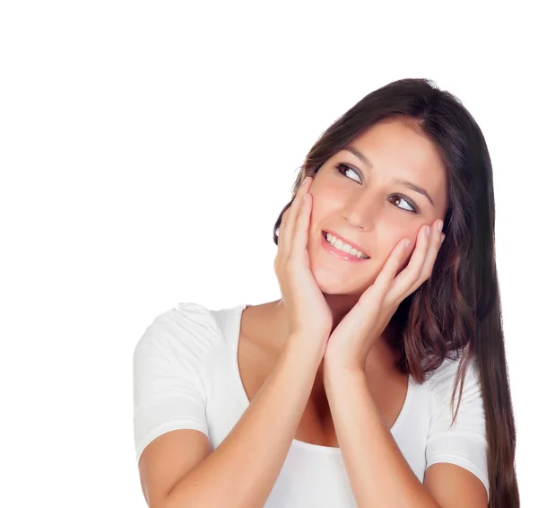 Pensive casual girl — Stock Photo, Image