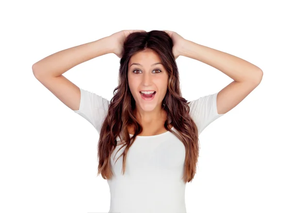 Woman with a look of surprise — Stock Photo, Image