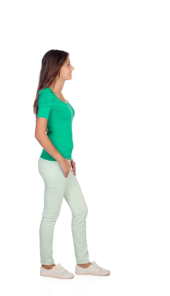 Atractiva chica casual en verde — Foto de Stock