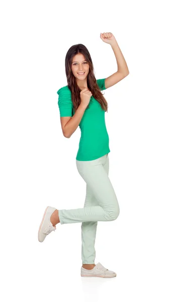 Happy young girl celebrating something — Stock Photo, Image