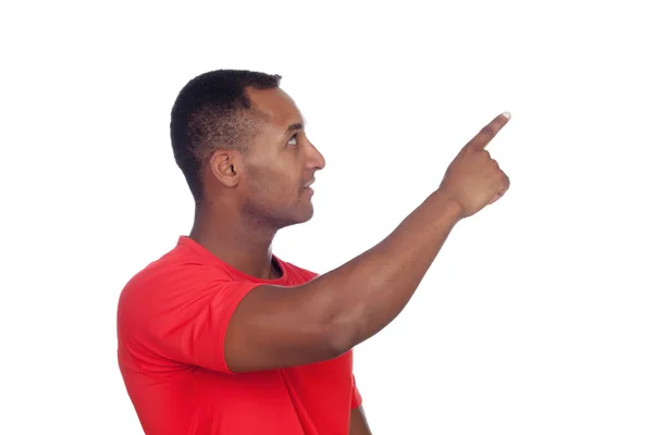 Casual latin man indicating something — Stock Photo, Image