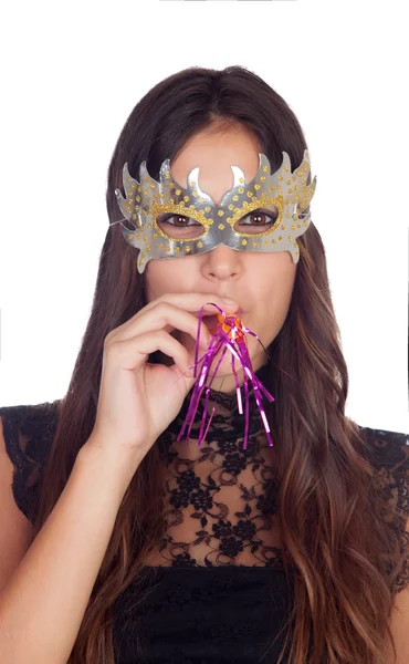 Çekici kız bir karnaval maskesi — Stok fotoğraf