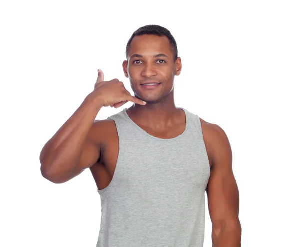 Latina homens casuais fazendo telefone chamada gesto — Fotografia de Stock