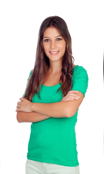 Atractiva chica joven en verde — Foto de Stock