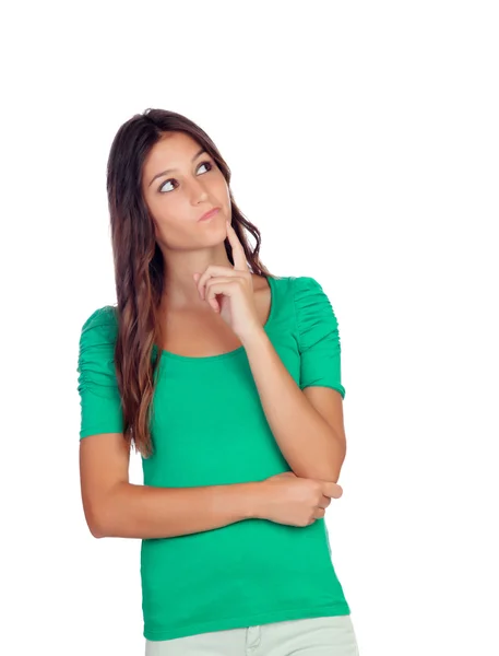 Pensive casual girl — Stock Photo, Image