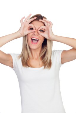 genç kız gözlük el ile simülasyonu  