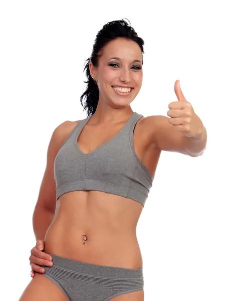 Slim donna in biancheria intima con corpo fitness — Foto Stock