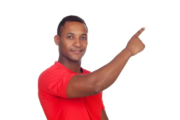 Casual latin man indicating something — Stock Photo, Image