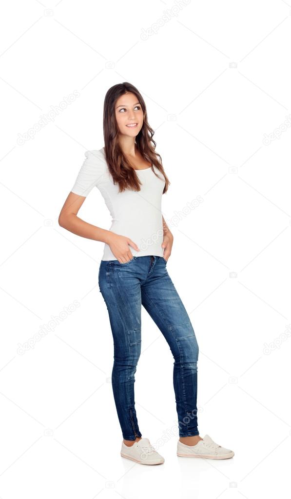 Beautiful young girl with jeans