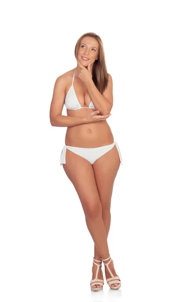 Sexy vrouw in bikini denken — Stockfoto