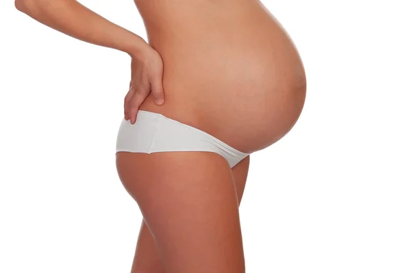 Woman pregnant wome with typical kidney pains — Stock Photo, Image