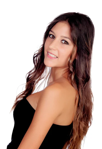 Atractiva morena en negro — Foto de Stock