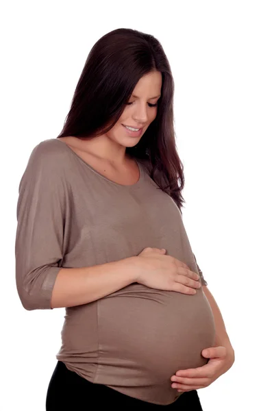 Beautiful pregnant woman smiling Stock Photo