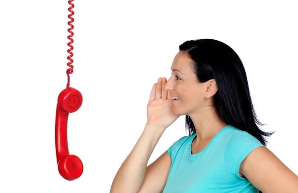 Γυναίκα, μιλώντας στο τηλέφωνο — Φωτογραφία Αρχείου