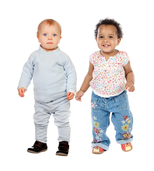 Lindos bebés de pie juntos —  Fotos de Stock