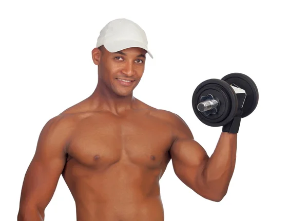 Guy training with dumbbells — Stock Photo, Image