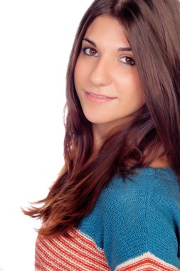 Casual genç kız gülümseyerek