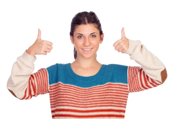 Casual girl saying Ok — Stock Photo, Image