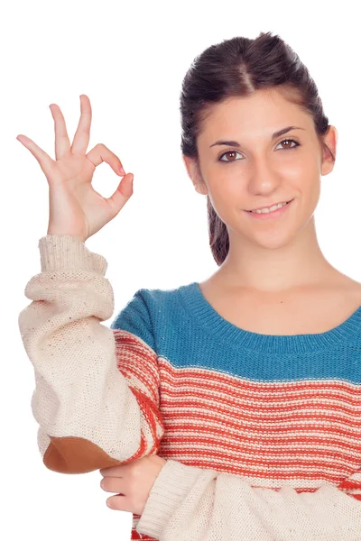 Casual girl saying Ok — Stock Photo, Image