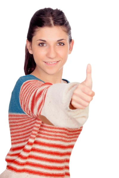 Casual girl saying Ok — Stock Photo, Image