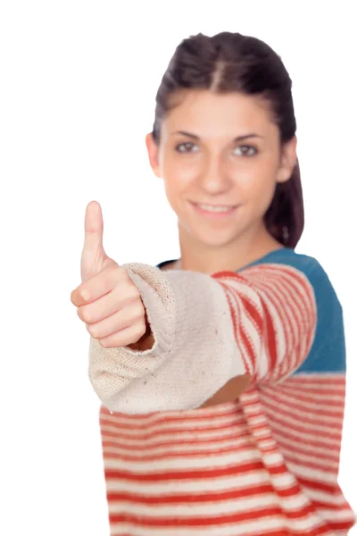 Casual girl saying Ok — Stock Photo, Image