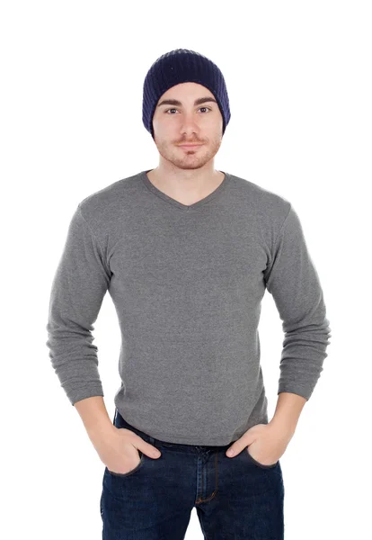 Muscled man with wool hat — Stock Photo, Image