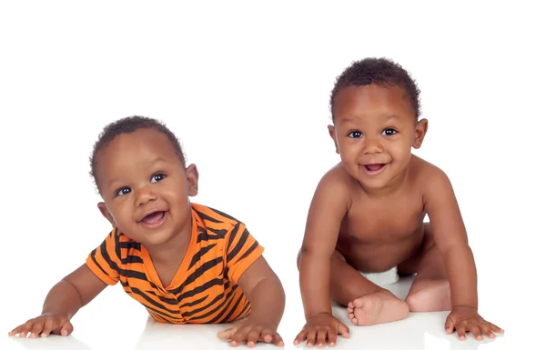 Dois pequenos bebês negros idênticos — Fotografia de Stock