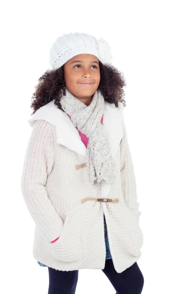 Menina africana bonita com roupas de inverno — Fotografia de Stock