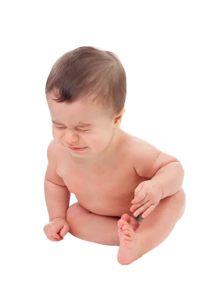 Verrast zes maand baby huilen — Stockfoto