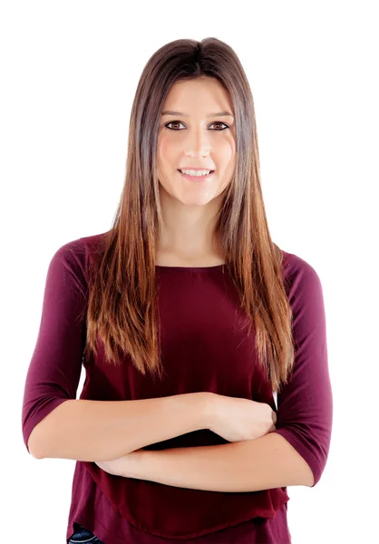 Retrato de menina atraente com olhos castanhos — Fotografia de Stock