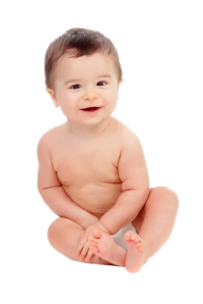 Entzückendes sechs Monate altes Baby in Windel — Stockfoto