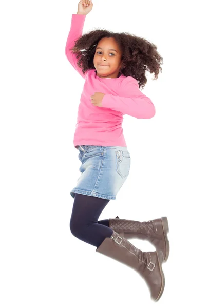 Adorable niña africana saltando —  Fotos de Stock