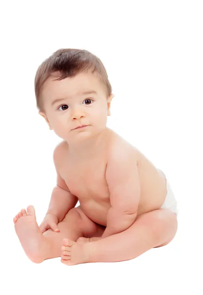 Adorável bebê de seis meses em fralda — Fotografia de Stock