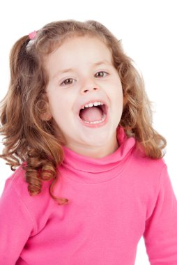 Pembe kahkahalarla gülmekten içinde küçük kız